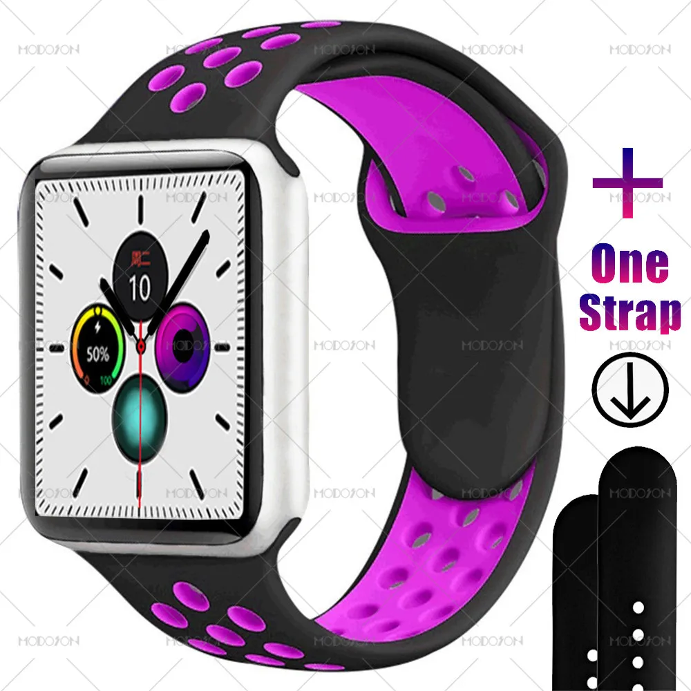 Silver Black Purple MODOSON Смарт-часы iwo 12 Series 5 ЭКГ монитор сердечного ритма 30 циферблатов 44 мм 40 мм часы SmartWatch iwo 11 для Apple iphone Android - Цвет: Silver Black Purple
