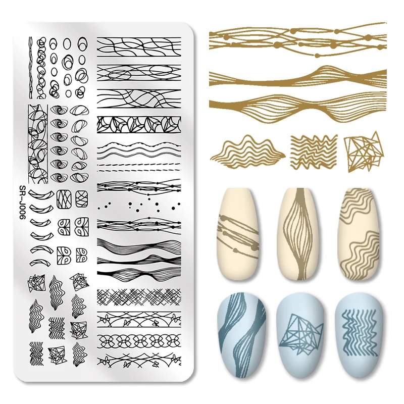 1 шт. пластины для штамповки ногтей неправильная линия элементарный орнамент