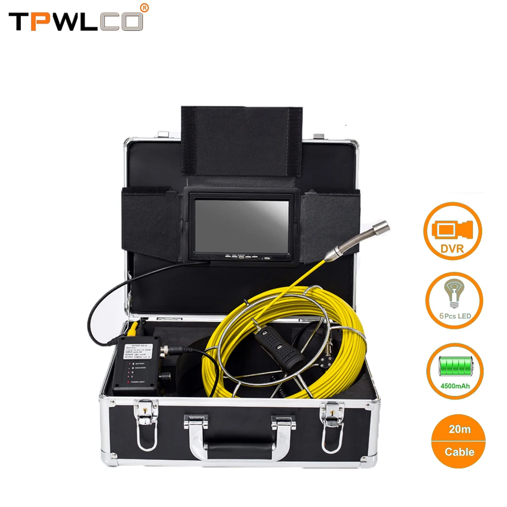

HD 720P Pipe Inspection Camera 20M/17MM IP68 Waterproof Drain Sewer Industrial Endoscope Video Plumbing System 7 Inch LCD Screen