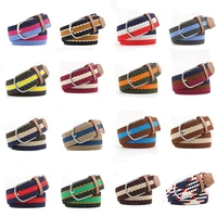 16 styles cotton weaving belt elastic tightness fashion stitching color metal buckle waist strap all match jeans belts waistband