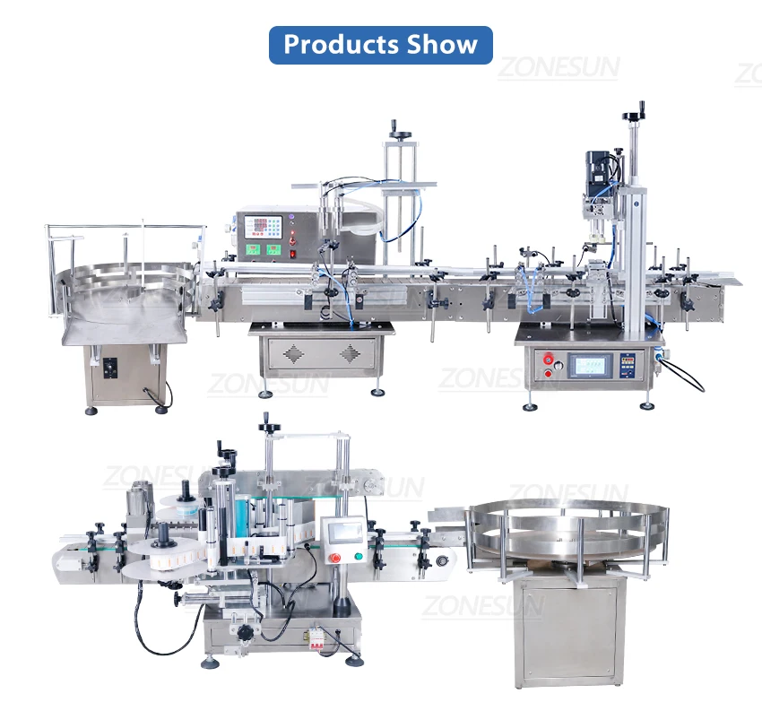 ZONESUN Small Automatic Pneumatic Filling Capping And Flat Labeling  Production Line