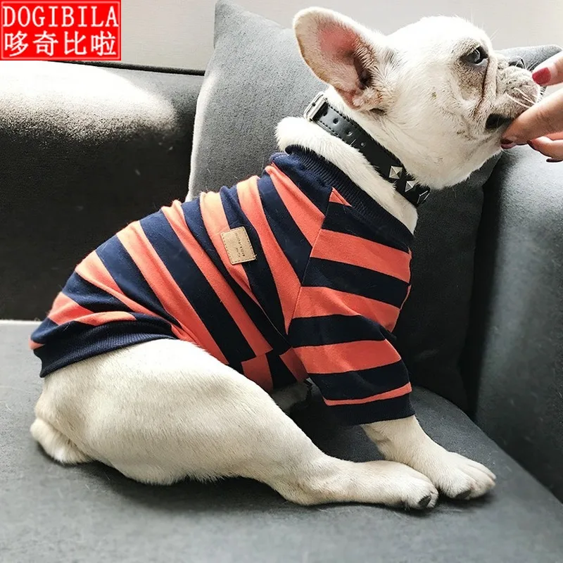

Одежда для домашних животных весна-осень жилет в полоску для маленьких собак весна-осень новая хлопковая футболка для собак модная одежда д...