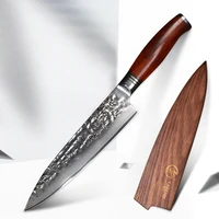 yarenh 8 inch chef knife 73 layers japanese damascus steel blade pro kitchen knife with wood sheath dalbergia wood handle