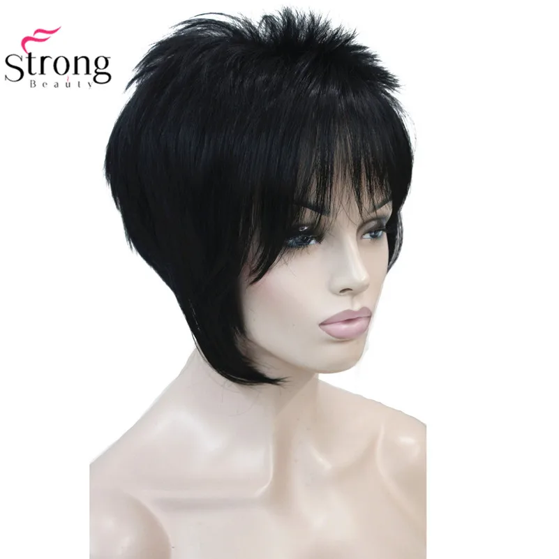 StrongBeauty светильник Auburn с высоким светильник s наклонные челки короткие прямые синтетические волосы парик для девушки - Цвет: #1
