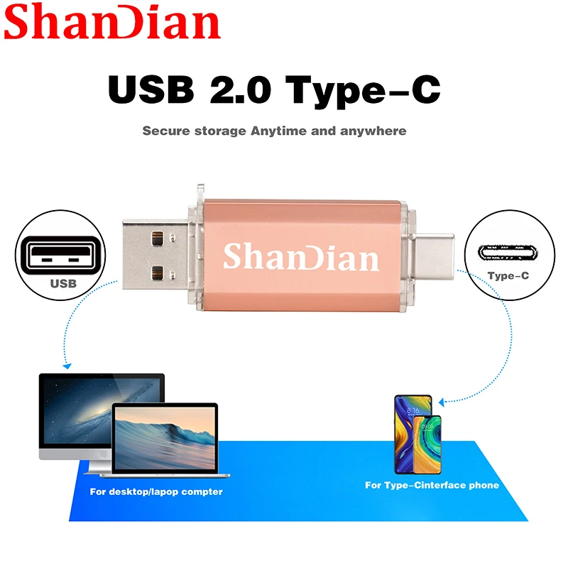 USB-флеш-накопитель SHANDIAN OTG 2 в 1 128 ГБ 64 32 16 8 4 Гб | Компьютеры и офис