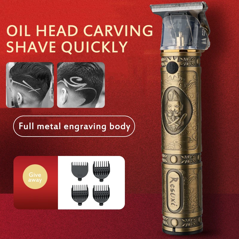 412g Resuxi Rechargeable Retro Oil Hair Trimmer T9 Upgraded Electric Hair Clipper Men's Cordless Haircut Adjustable CeramicBlade enlarge