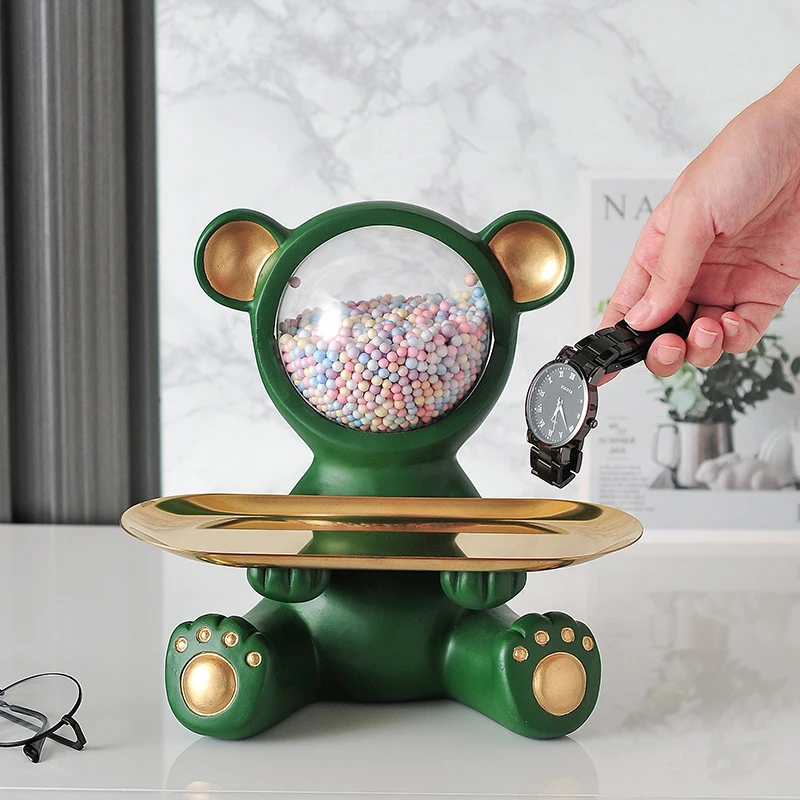 

Cute Bear Statue Room DÃ©cor Decoration Table Ornaments for Home Dest Key Pearls and Jewels Storage tray Bear Figurine Home DÃ©cor
