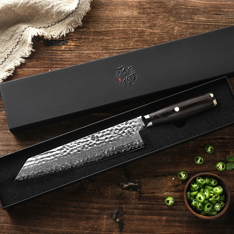 Нож кухонный из дамасской стали Kyokuto 67-слойный V gold 10 8 дюймов