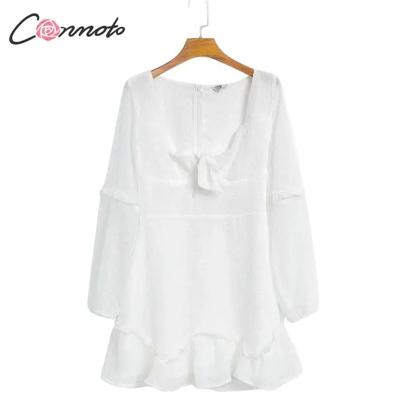 Conmoto элегантные женские белые короткие вечерние платья 2019 осенне зимние модные