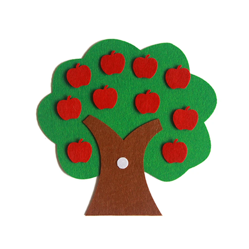 

For Children Nonwoven Apple Trees 1-10 Digital Kindergarten Math Area Toys Self-made Number Puzzle Kit Materials
