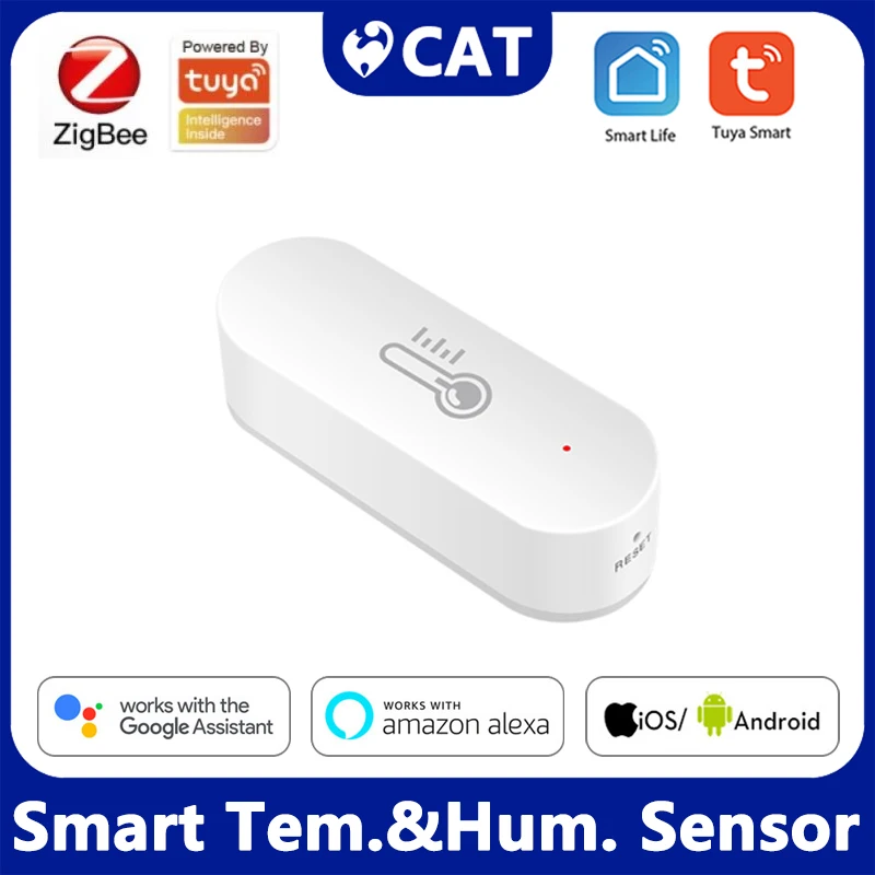 

Датчик температуры и влажности Tuya ZigBee, работает с Alexa Google Home и Zigbee Hub на батарейках