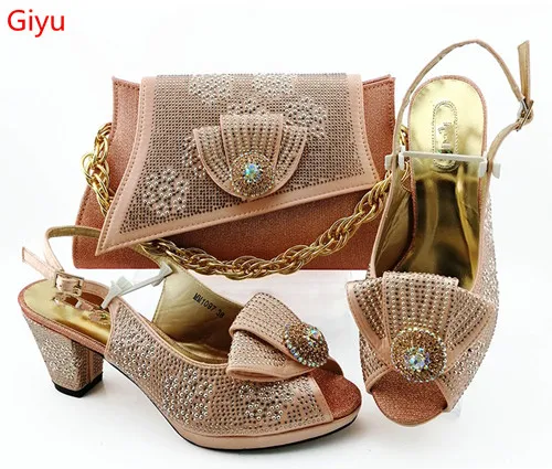 Doershow/итальянские персиковые туфли с сумочкой в комплекте комплект из женских