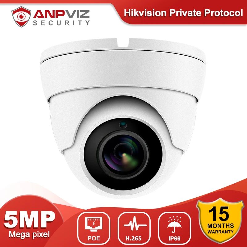 Anpviz 5MP IP камера POE Камера H.265 купольная охранного видеонаблюдения для домашнего