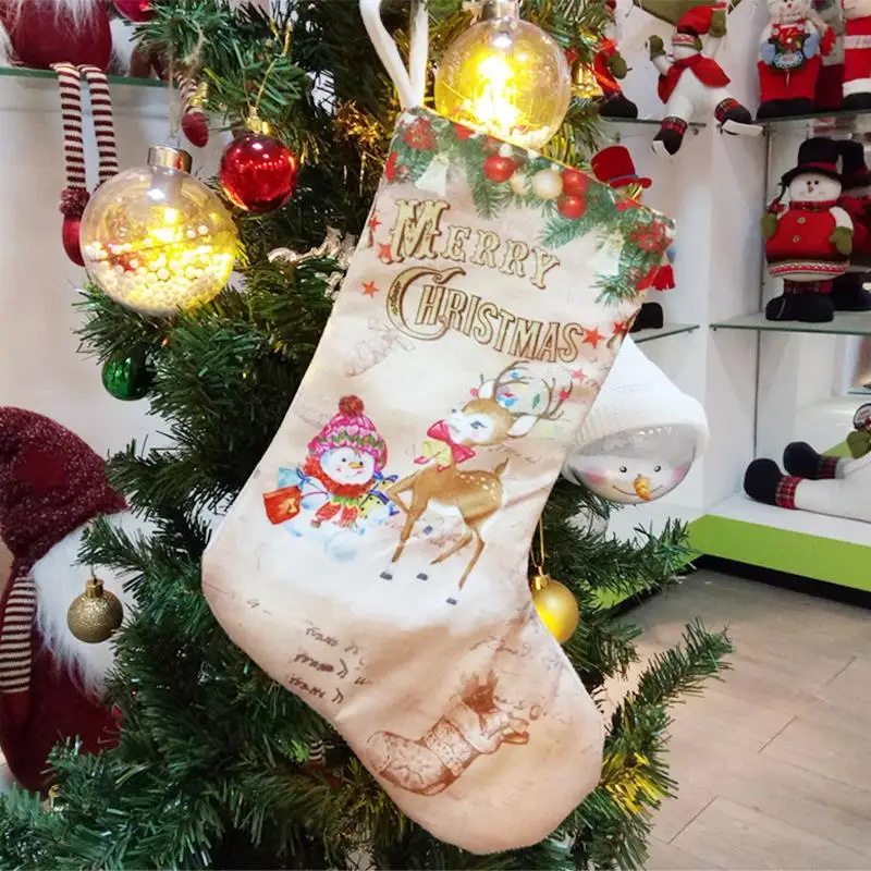 Нежная ткань Рождественский запас чулок камин Новогодняя Коллекция сумка