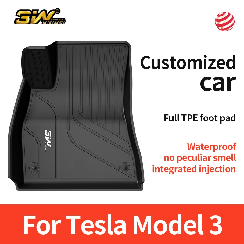 

3W Full TPE Foot Pad For 2019-2021 New Tesla Model 3 Y Custom Floor Liner Fully Surrounded Floor Mat Waterproof Non-Slip Carpet