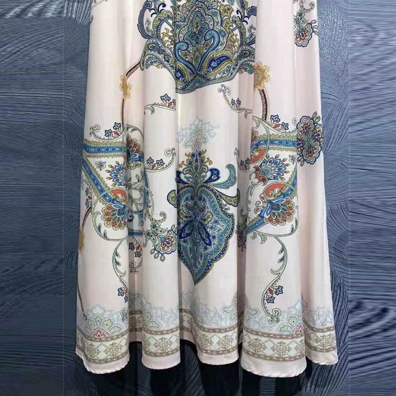 

SEQINYY Vintage Long Dress Pink Fashion Design Summer Spring Beading Crystal Flower Print Women Runway High Quality Elegant