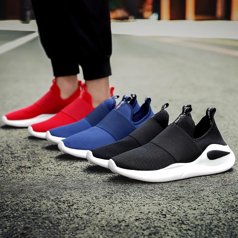 

Summer Classic Slip-on Sock Running Shoes Sneakers Men Ultra-light Breathable Men Sports Shoes Red Black Platform Mens Trainers