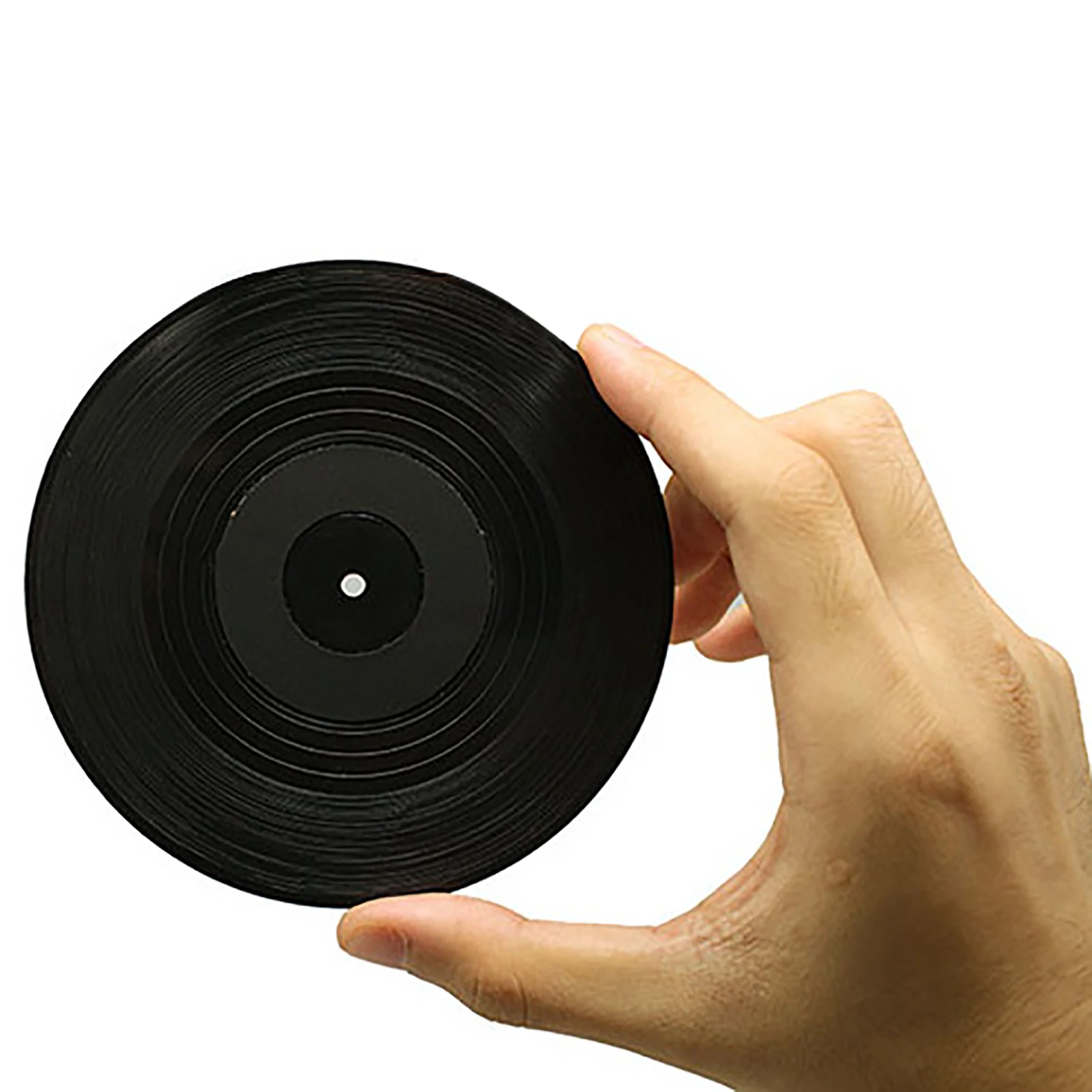 

6PCS Black Retro Vinyl Coasters Round Disk Coaster Nonslip Record Cup Mat Creative Coffee Mug Cup Coasters Heat Resistant Pad