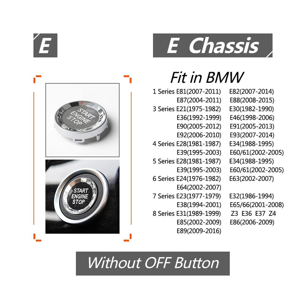

Car Key Switch Start Stop Button Cover Auto Accessories for BMW E Chassis 1 2 3 4 5 6 7 8 Series E90 E92 E93 E60 Stylish Cover