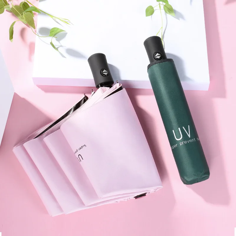 

Folding Umbrella Rain Gears Manual Black Glue UV Umbrella Sunscreen Anti Ultraviolet Sun Umbrella Sunshade Optional Automatic