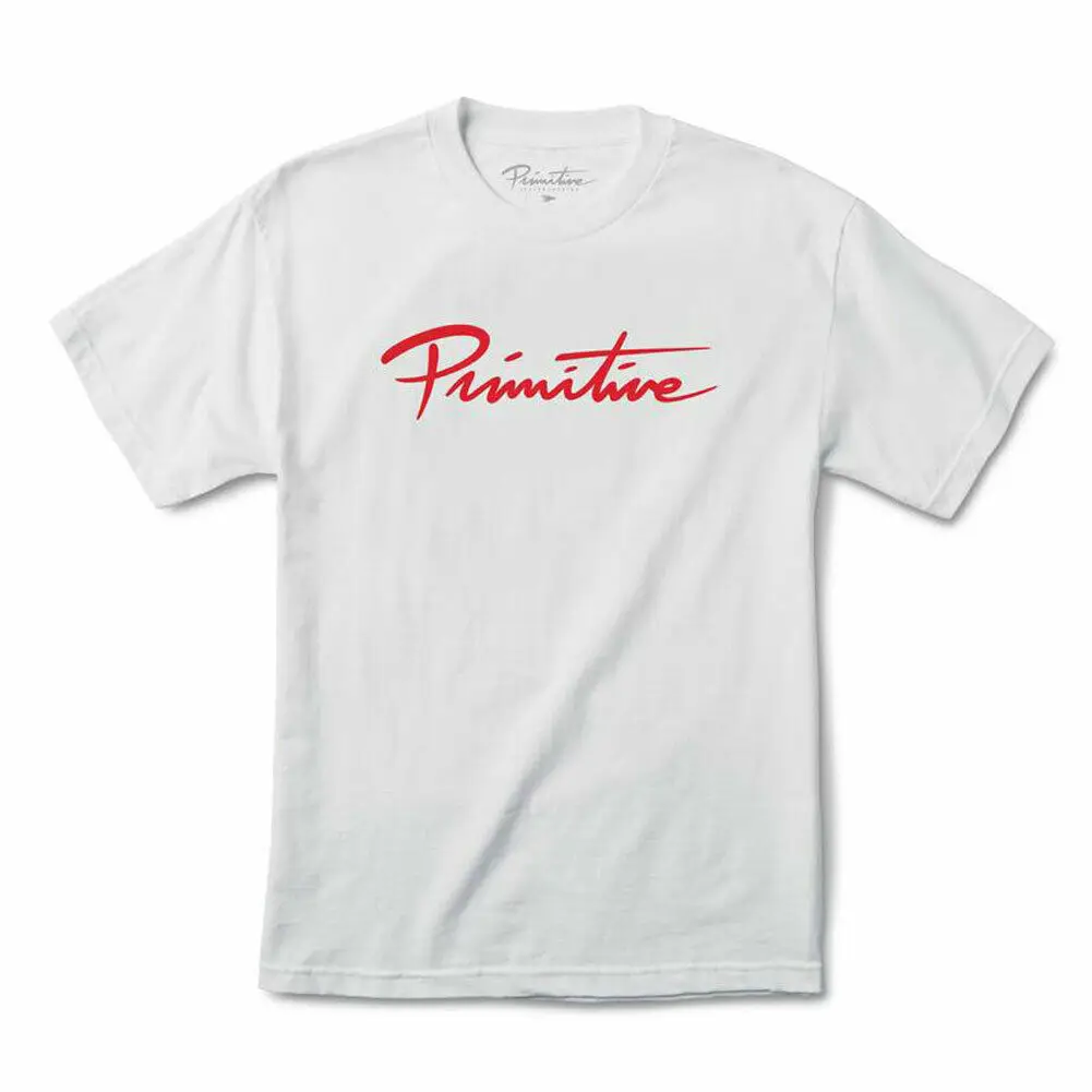 Примитивная скейт Nuevo Script футболка с коротким рукавом для мужчин и женщин белая
