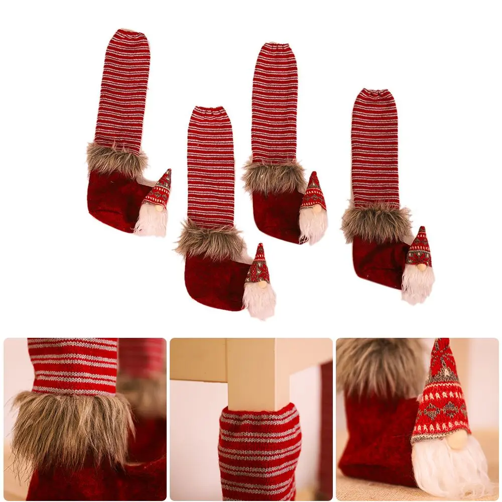 Рождественское украшение подставки для ножек стула стола чехол мебели защита