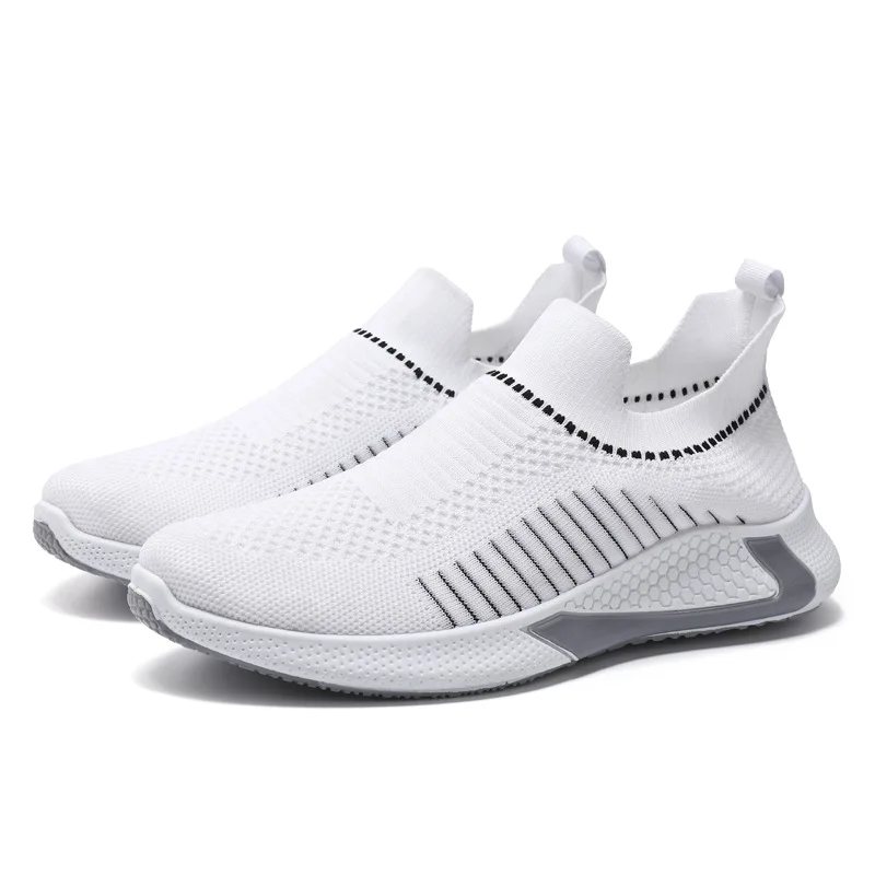 

New Style Men's Shoes Spring & Autumn Breathable Flying Knitting Running Shoes Sock Mouth Leisure and Fashion Sports Shoes 2021