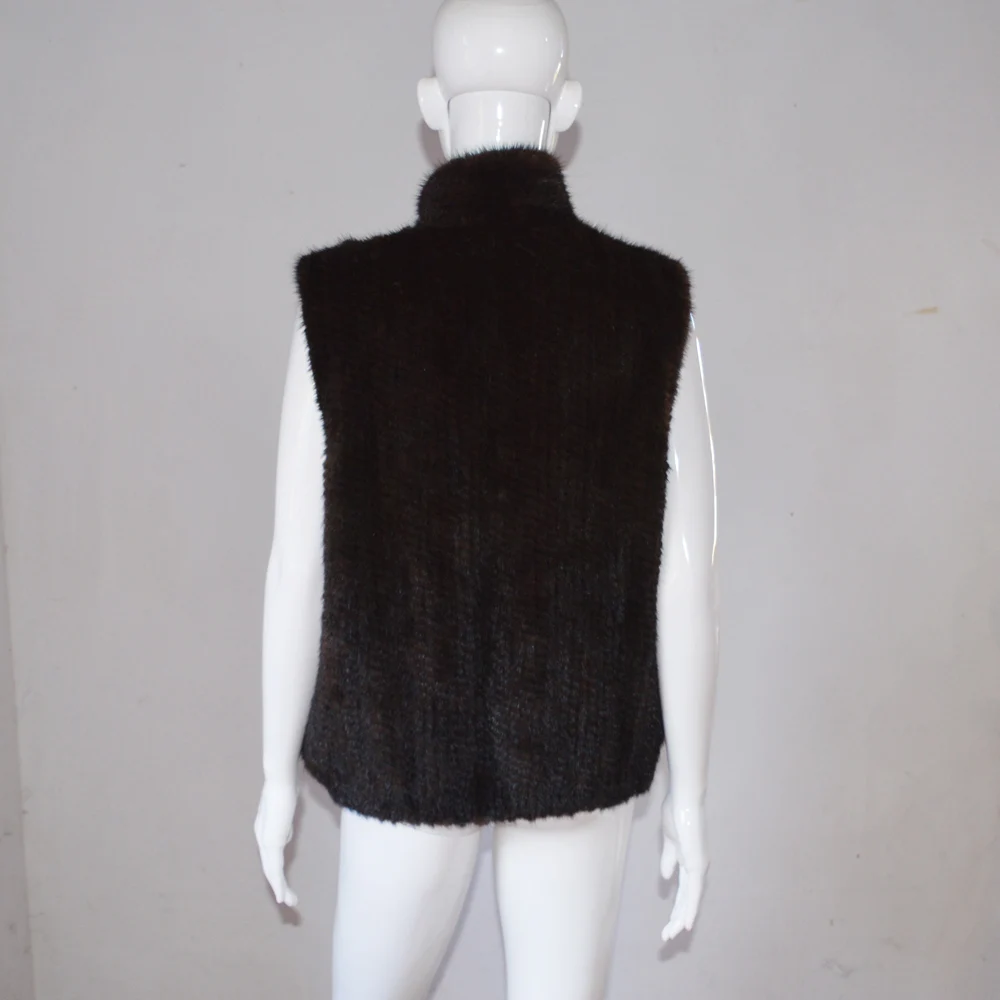 Бесплатная доставка AU903 коричневый цвет Женское пальто без рукавов вязаный