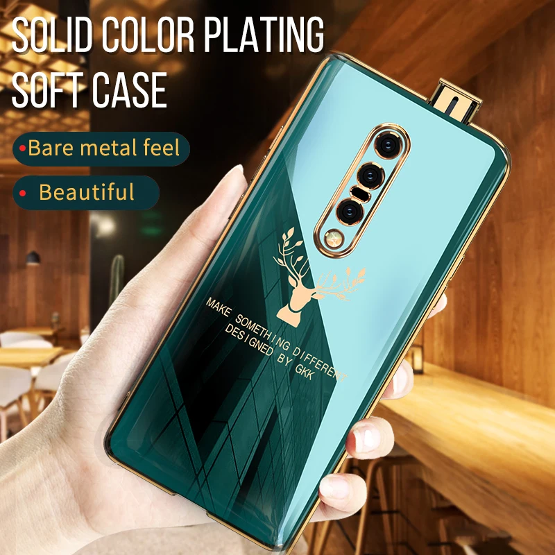 GKK Original Lifting Protection Case For Oneplus 7 Pro Case Luxury plating elk pattern Anti-knock Soft Cover For Oneplus 7 Pro