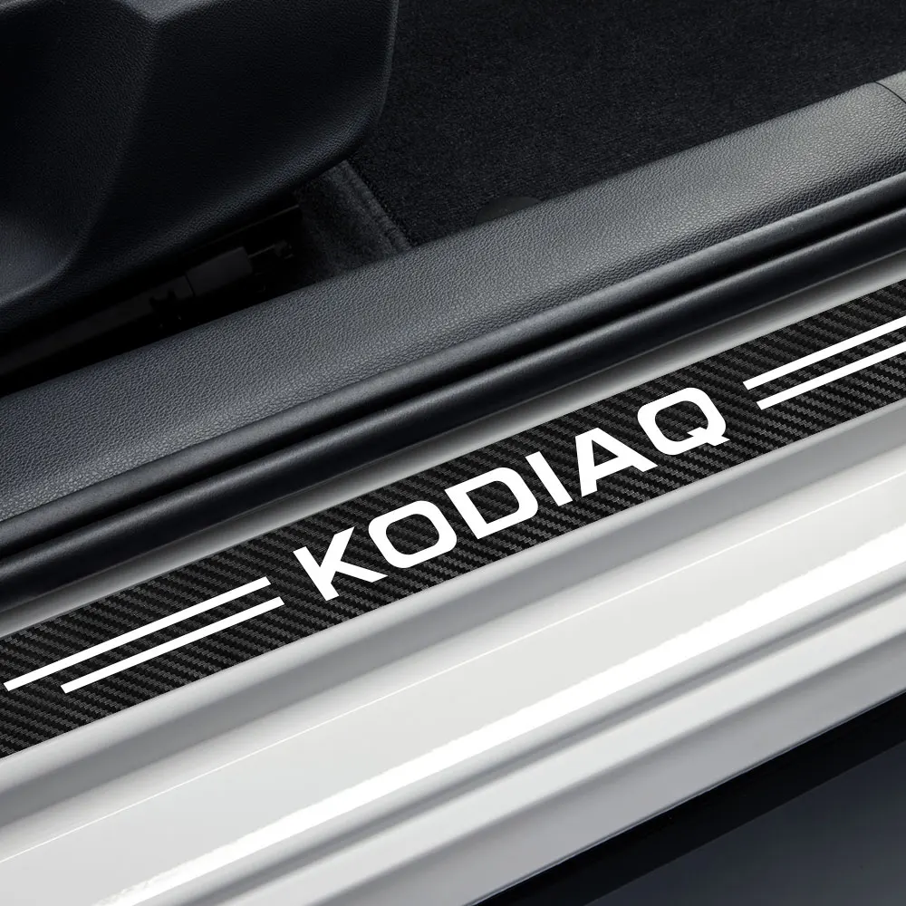 Для Skoda Fabia Octavia Citigo Kamiq Karoq Kodiaq Rapid Roomster Scala Superb 4 шт. наклейки на порог двери