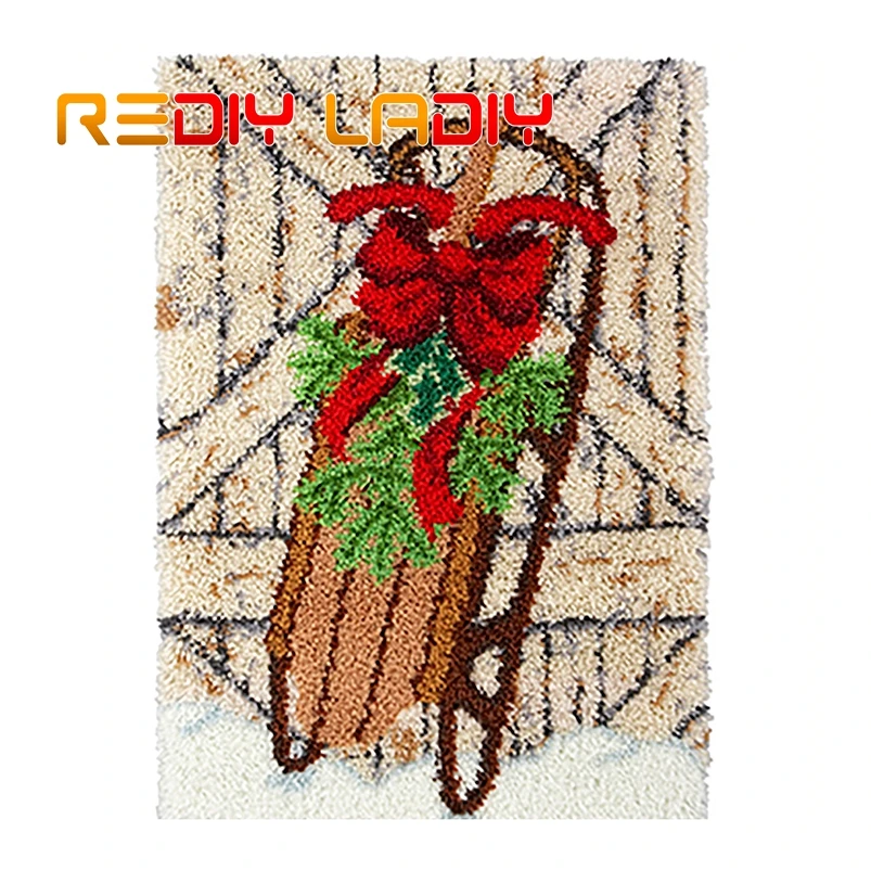 Набор крючков с защелкой вязаный ковер коврик Рождественские сани акриловая