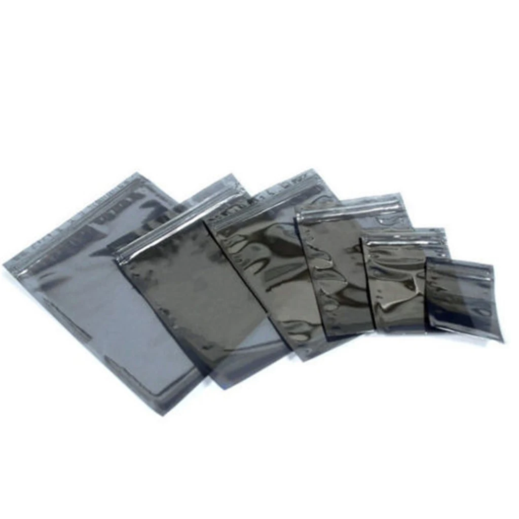 100Pcs Antistatic Aluminum Storage Bag Zip Lock Resealable 4 size Anti Static Pouch for Electronic Accessories Package ESD Bags | Дом и сад
