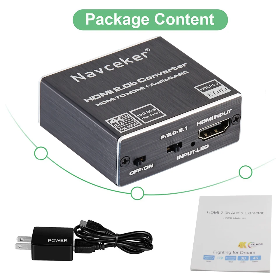 

2021 Best HDMI 2.0 Audio Extractor Support 4K 60Hz YUV 4:4:4 HDR HDMI Audio Converter Adapter 4K HDMI to Optical TOSLINK SPDIF