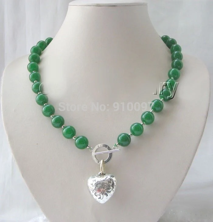 

free shipping HH##Gorgeous 21" 12mm green round jade necklace