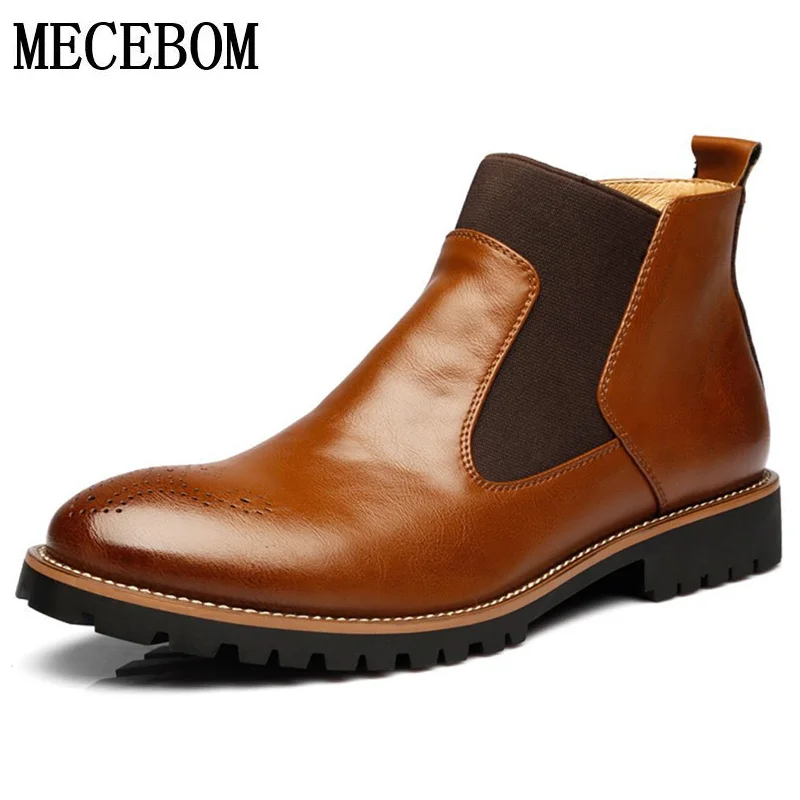 Мужские кожаные ботильоны больших размеров 38-46 деловая повседневная обувь Челси