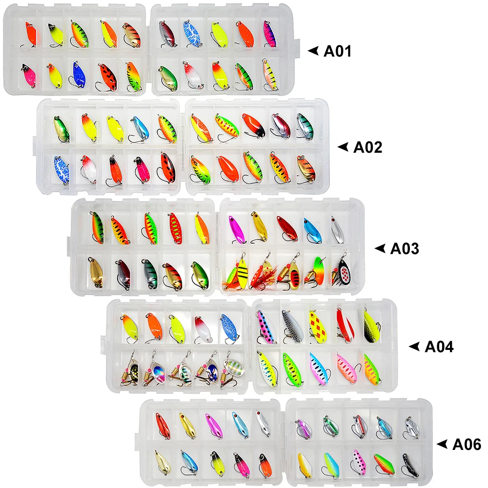 

20pcs Trout Spoon Lure Set Mixed Colors Artificial Metal Bait Freshwater Lake Fishing Tackle Trout Spoon Lure Set
