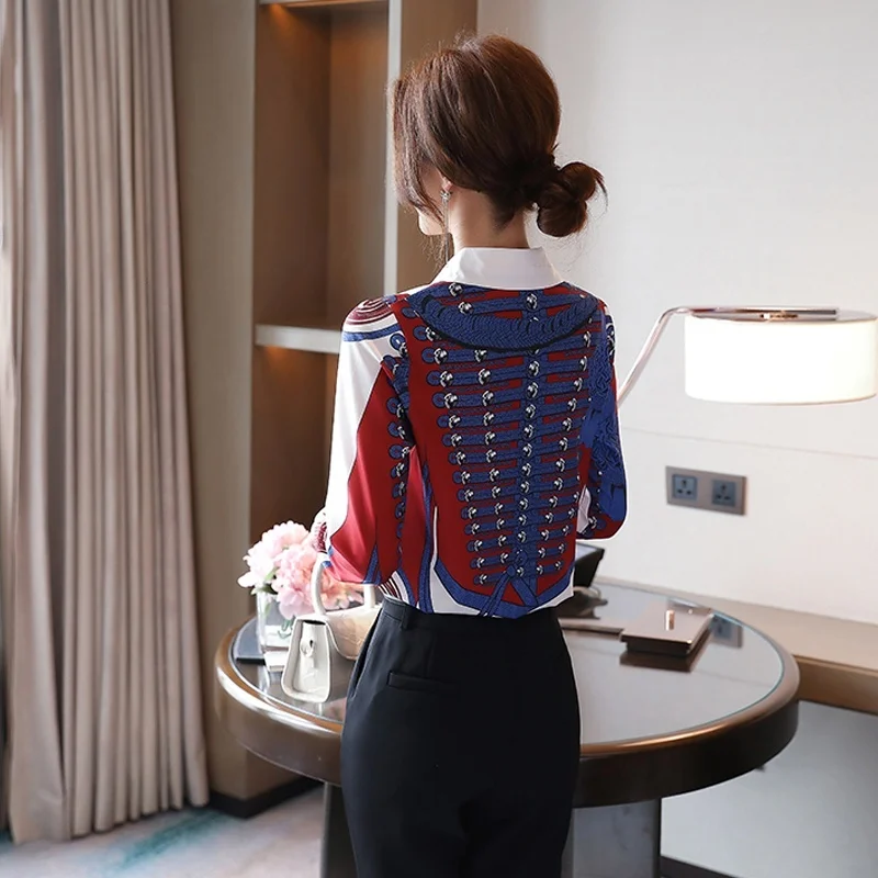 Women Shirts 2020 Ladies Office Shirts Autumn Long Sleeve Blouse Striped Printed Shirt Women Tops Blusas