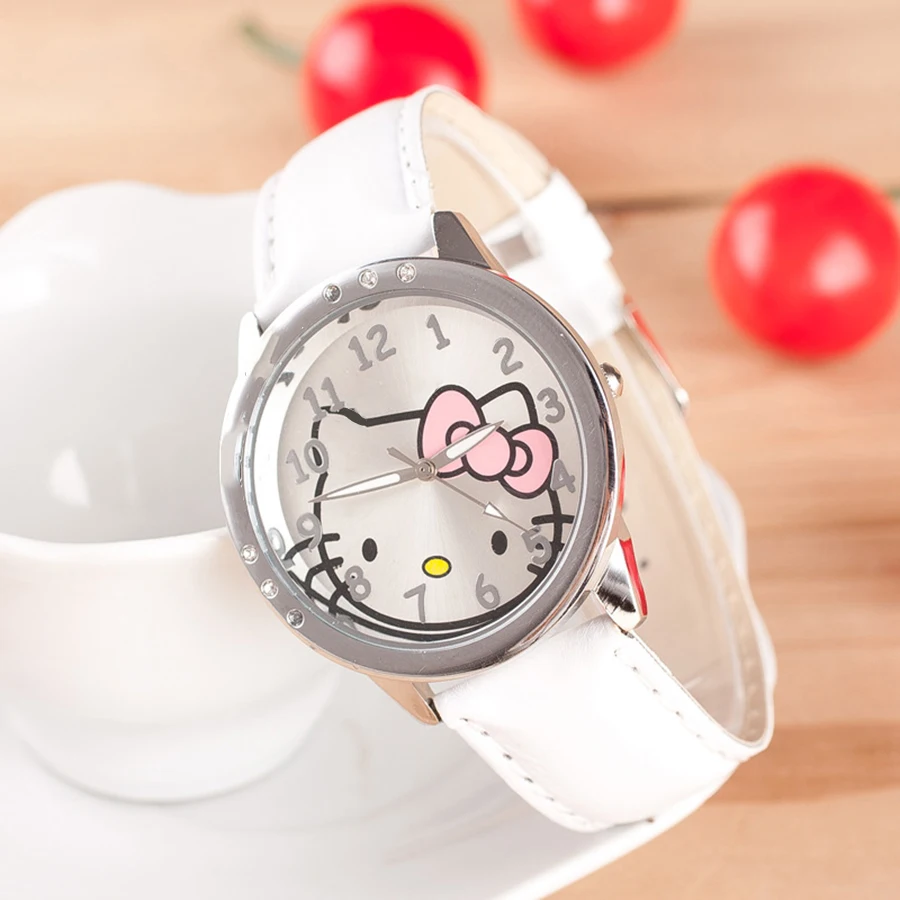 Детские часы Reloj Kitty с мультяшным рисунком детские для девочек милые кожаные