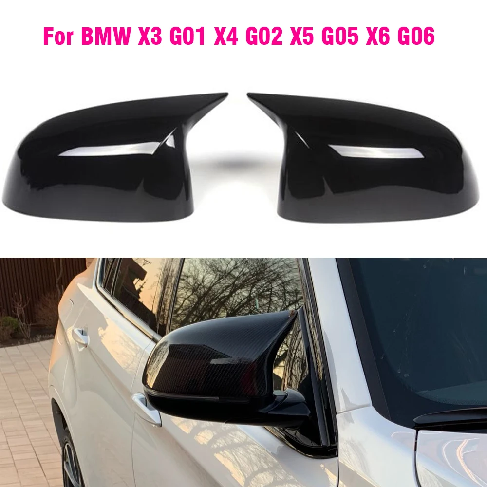 

Чехлы для зеркал заднего вида для BMW X3, G01, X4, G02, X5, G05, X6, G06, X7, G07, 2018, 2019, 2020 м, стиль ABS, глянцевый черный