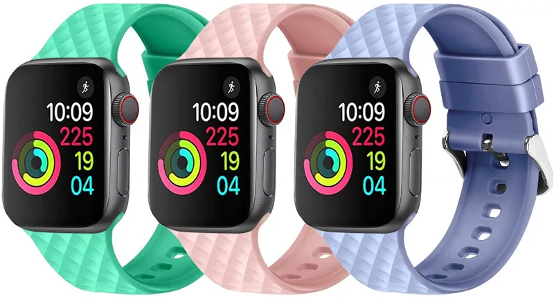 Silicone Strap for Apple watch 5 band 44mm 40mm iwatch band 42/38mm Woven Pattern bracelet watchband for apple watch 6 5 4 3 2 1