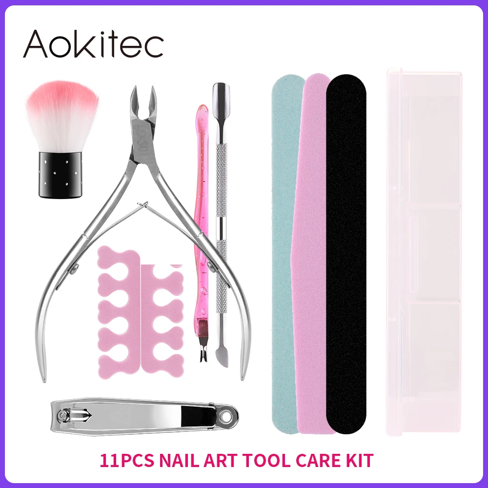 Aokitec 11 шт./компл. набор для ногтей художественные песочные пилки буферная губка