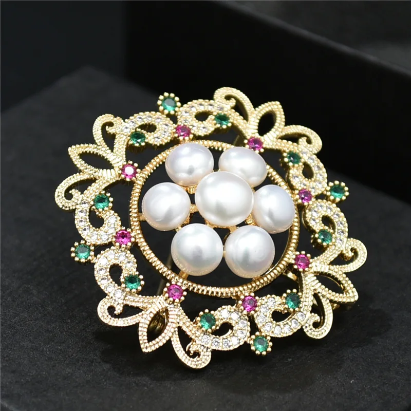 

Exquisite Baroque Brooches For Women Jewellery Women Party Crystal Freshwater Pearls Brooch Pins Clothes Scarf Jewelry broche