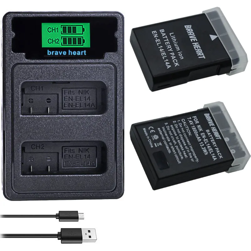 4 шт. EN EL14a EL14 RU Батарея + ЖК дисплей USB Dual Зарядное устройство для Nikon D5500 D5300 D3300 D5100
