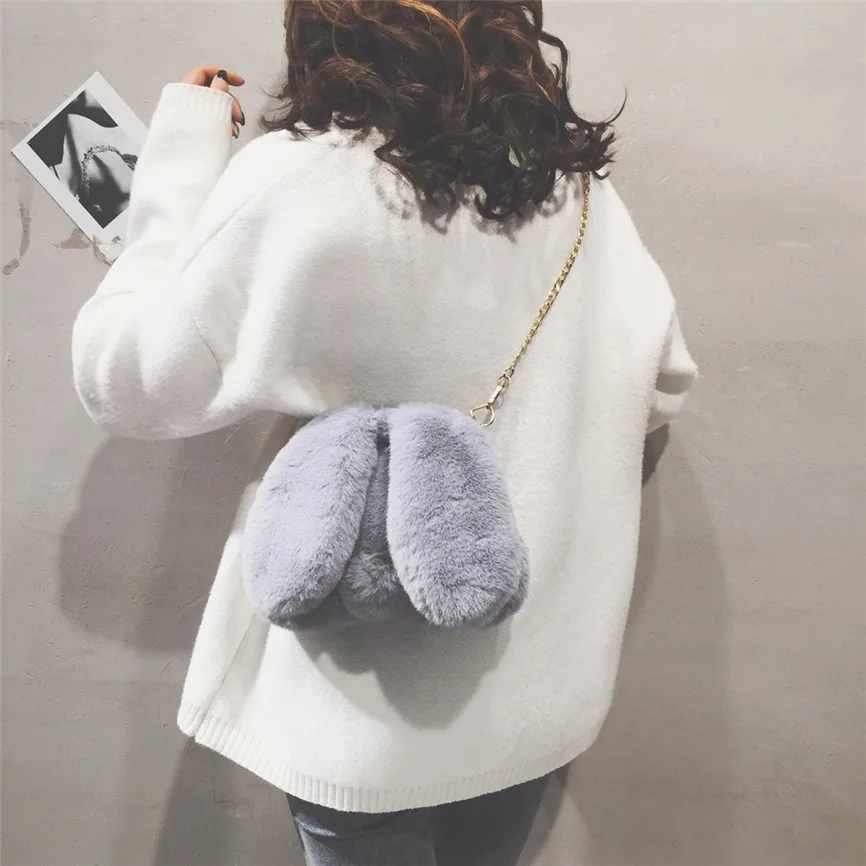 Женская плюшевая сумка через плечо с искусственным мехом женская длинным ушам и