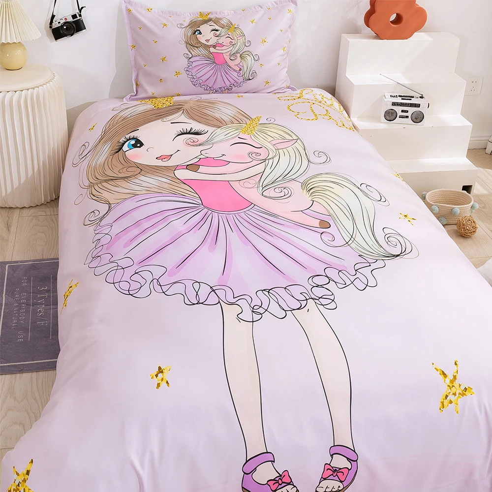 

Girls Princess Cartoon Bedding Set for Kids Children Duvet Cover Set Pillowcase Blanket Quilt Cover Kawaii Bedding