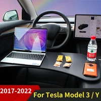 new car steering wheel laptop tray for tesla model 3y accessories steering wheel food desk portable office table 2018 2022
