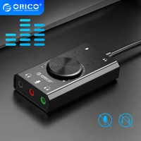 orico external usb sound card stereo mic speaker headset audio jack 3 5mm cable adapter mute switch volume adjustment free drive
