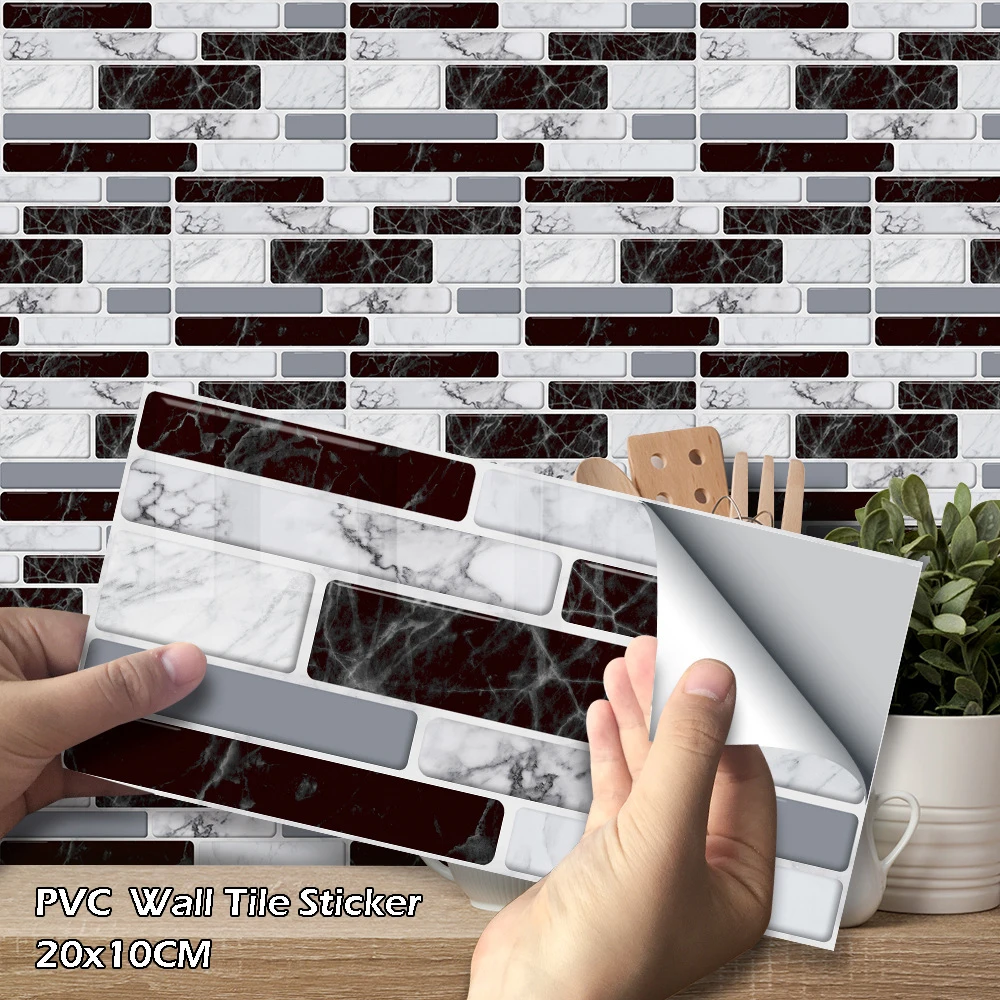 

27Pcs Modern Wall Sticker Imitation Marbling PVC Self-adhesive Wall Tile Stickers Kitchen Bathroom Living Room Decoration