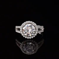 silver 925 jewelry double row circular ring moissanite%c2%a02 00ct d vvs silver rings india silver rings for women