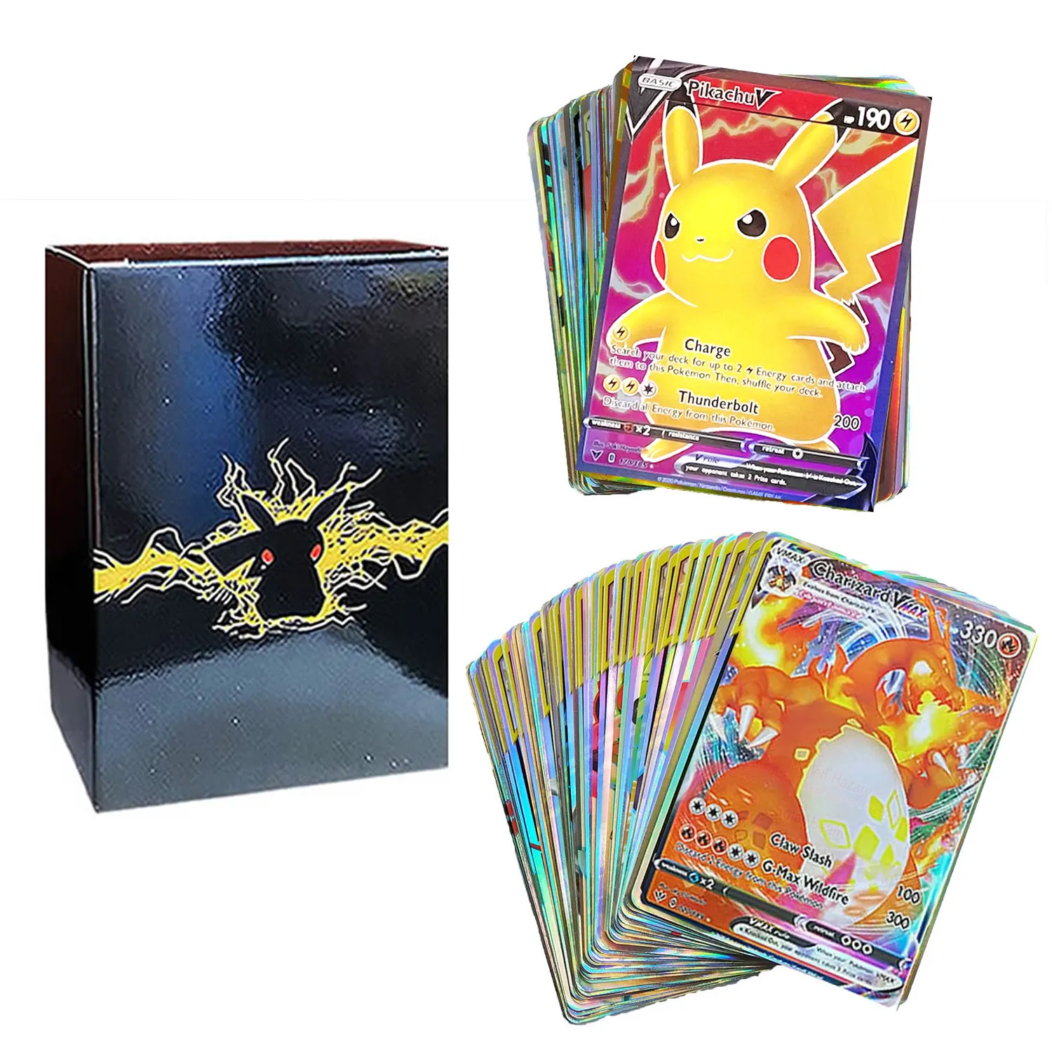 100 шт. карты Pokemon V VMAX новый дисплей английская версия блестящие покемона игра